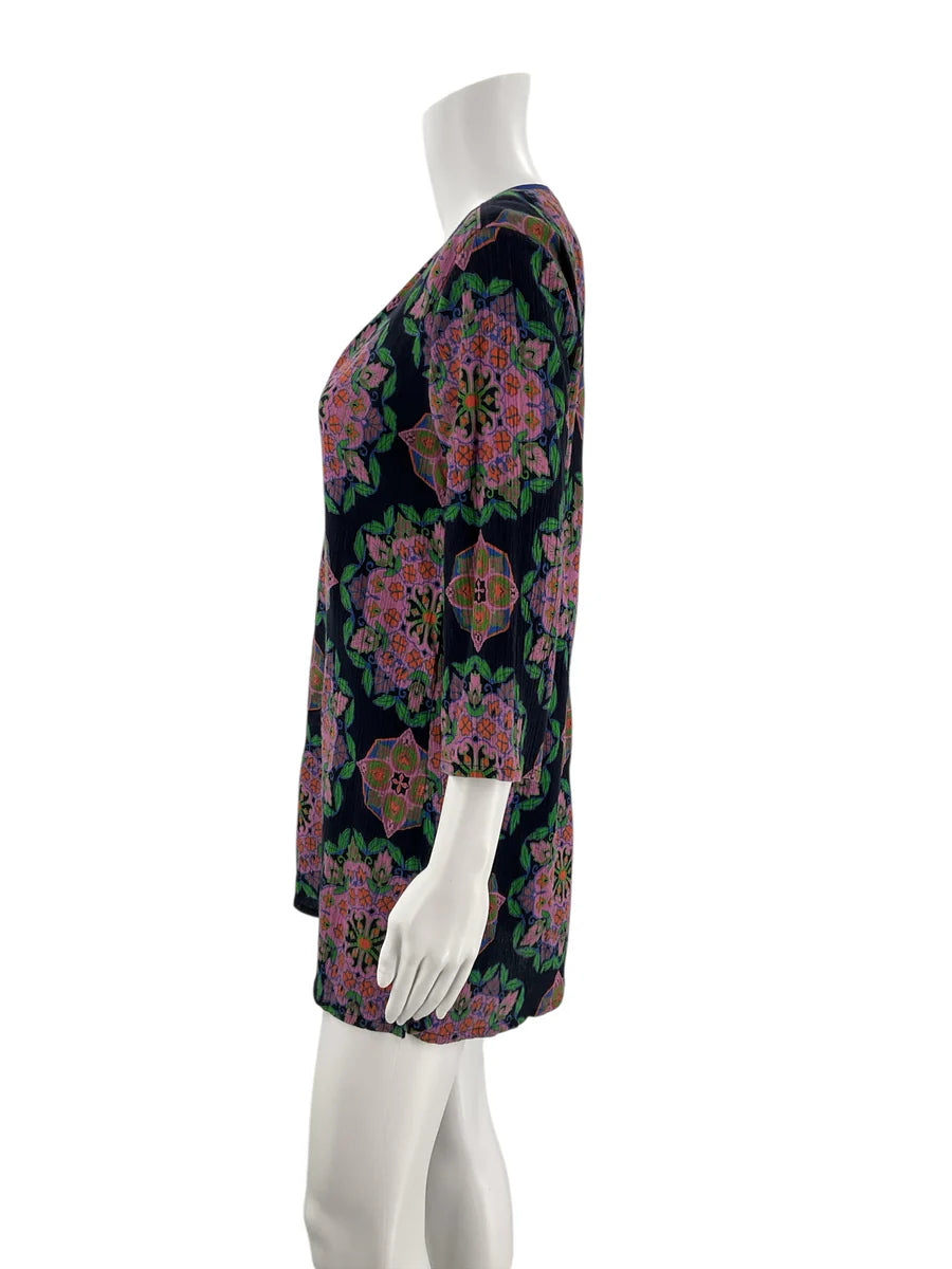 J.Crew Navy, Pink & Green Medallion Print Cotton Tunic Dress – Size XS, Excellent Condition