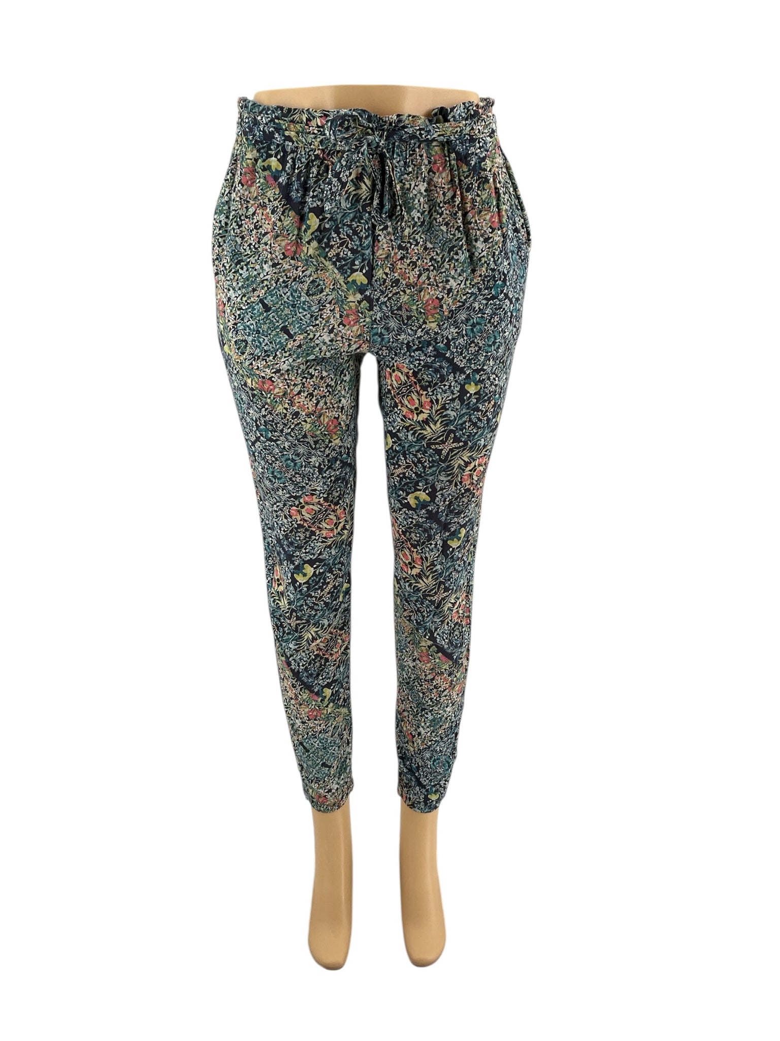 BCBG - Blue/Pink Floral Pre-Owned Ladies Pants - Size Small