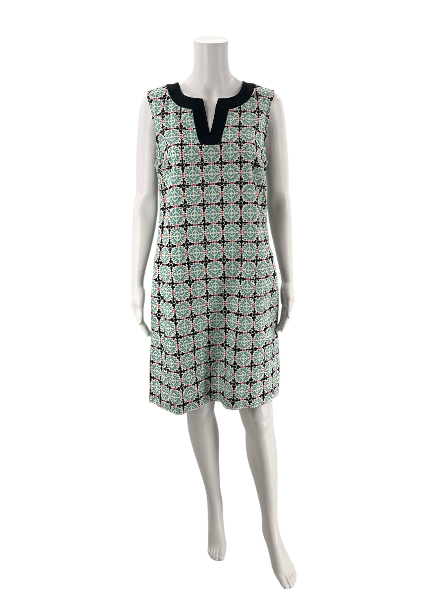 Talbots Aqua/Multi Color Print Pre-Owned Ladies Dress - Size 10 Petite