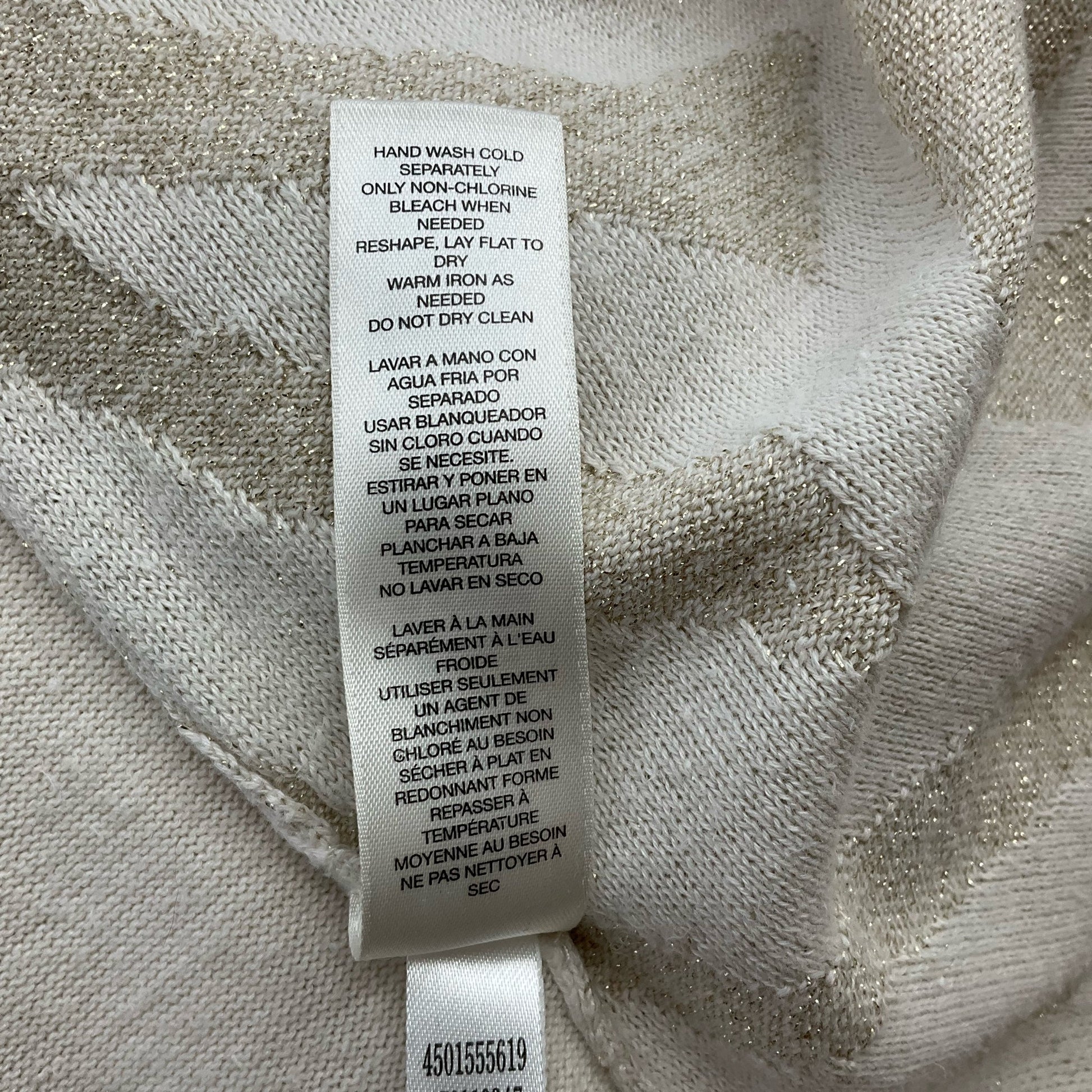 Chico's Cream/Gold Sparkle Pre-Owned Ladies Top -  Size Large