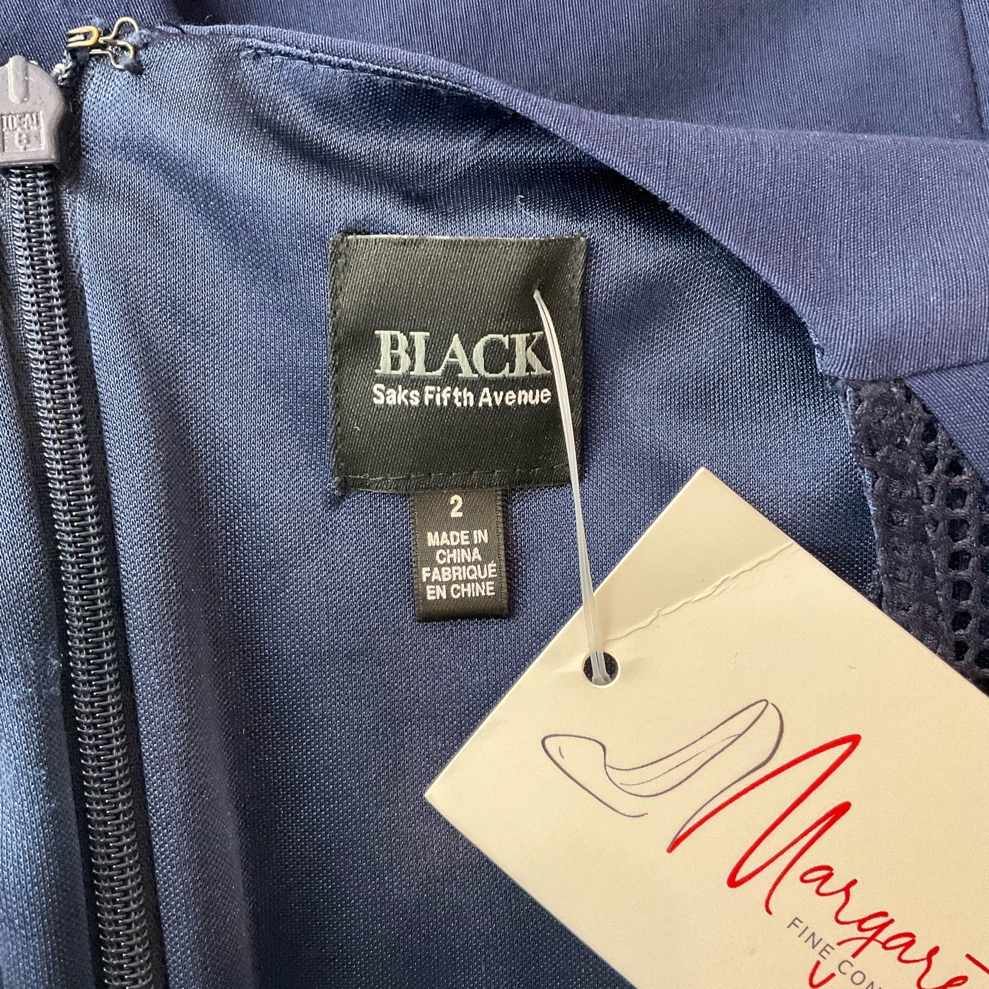 Black Navy Mesh Pre-Owned Ladies Dress - Size 2