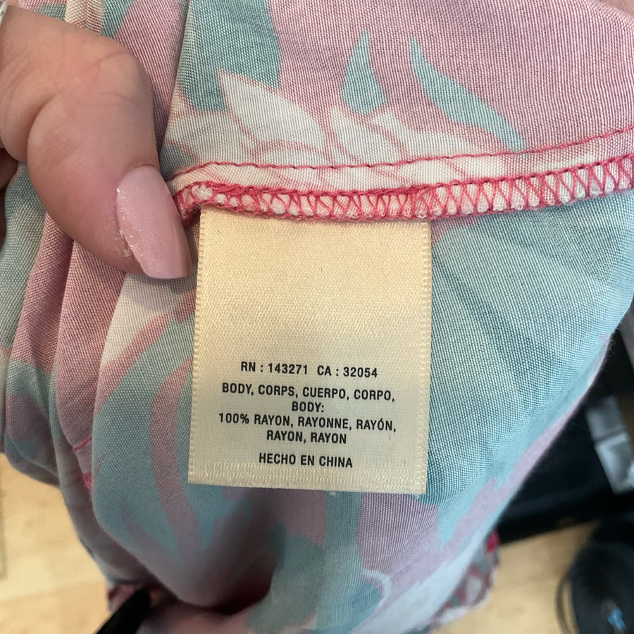 Wolven Pink/Teal/White Floral Pre-Owned Ladies Top - Size Medium