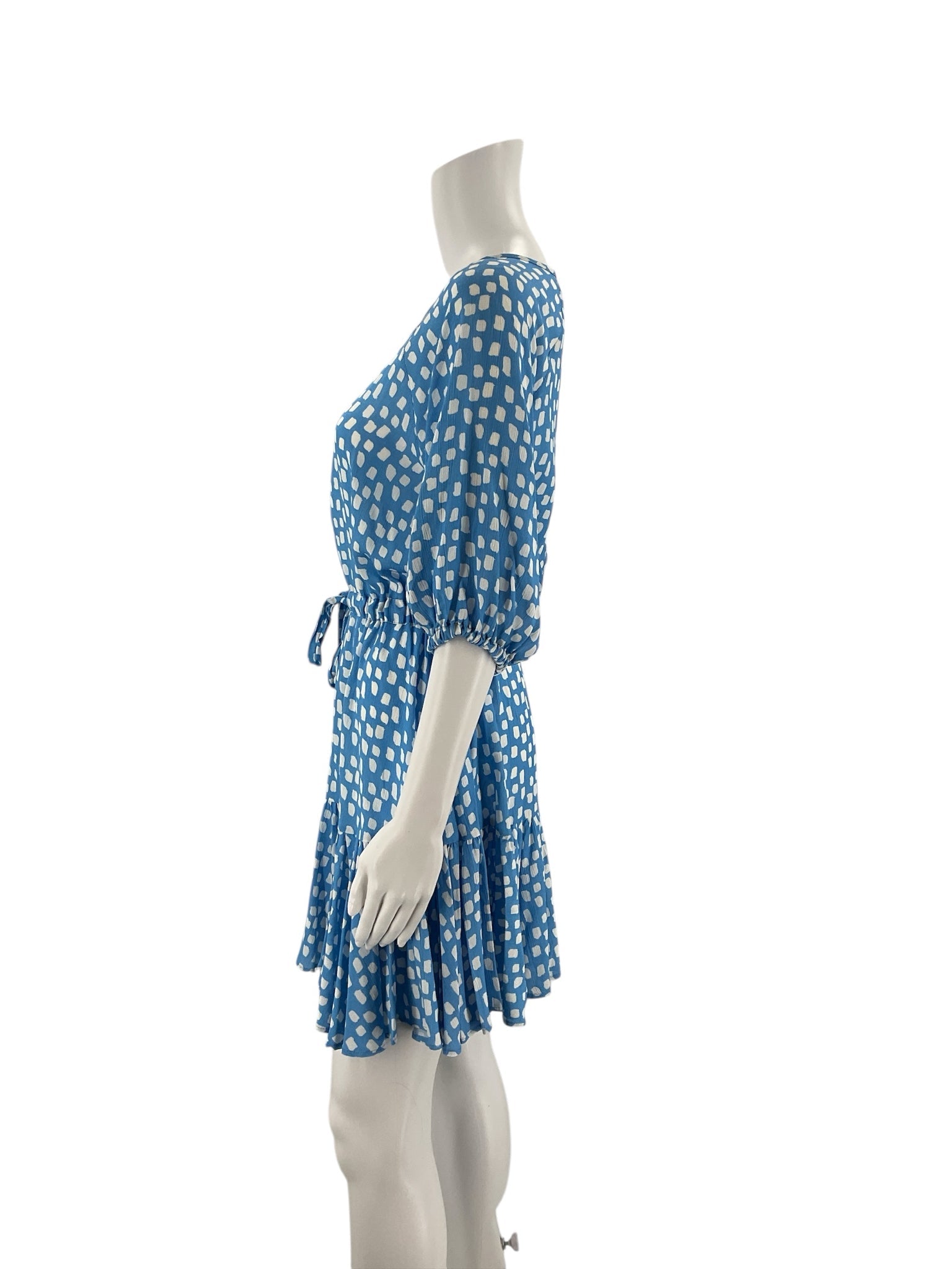 Fresha Light Blue/White Print Pre-Owned Ladies Dress - Size Small