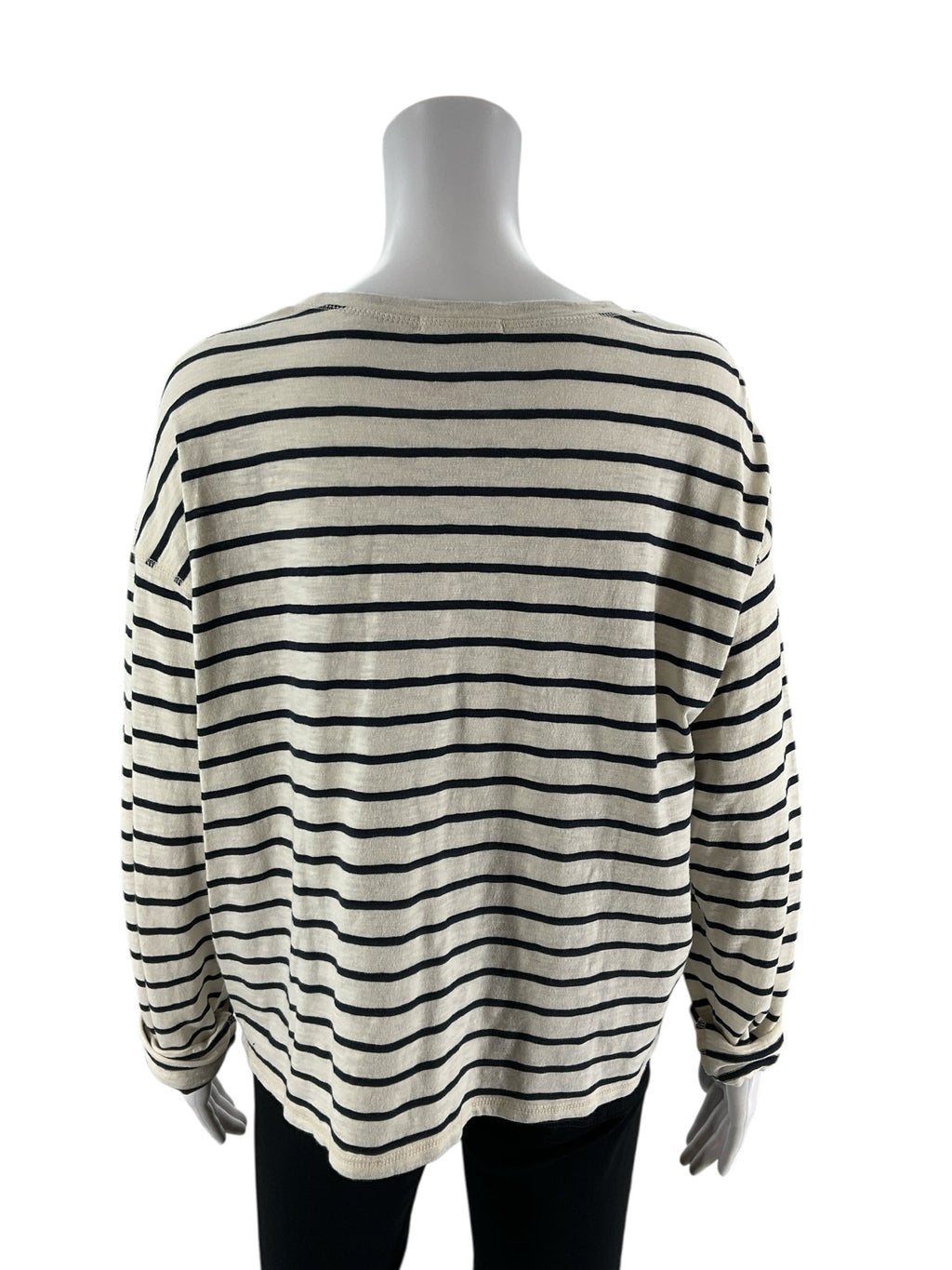 Marine Layer Cream/Navy Stripe Pre-Owned Ladies Top -  Size Large