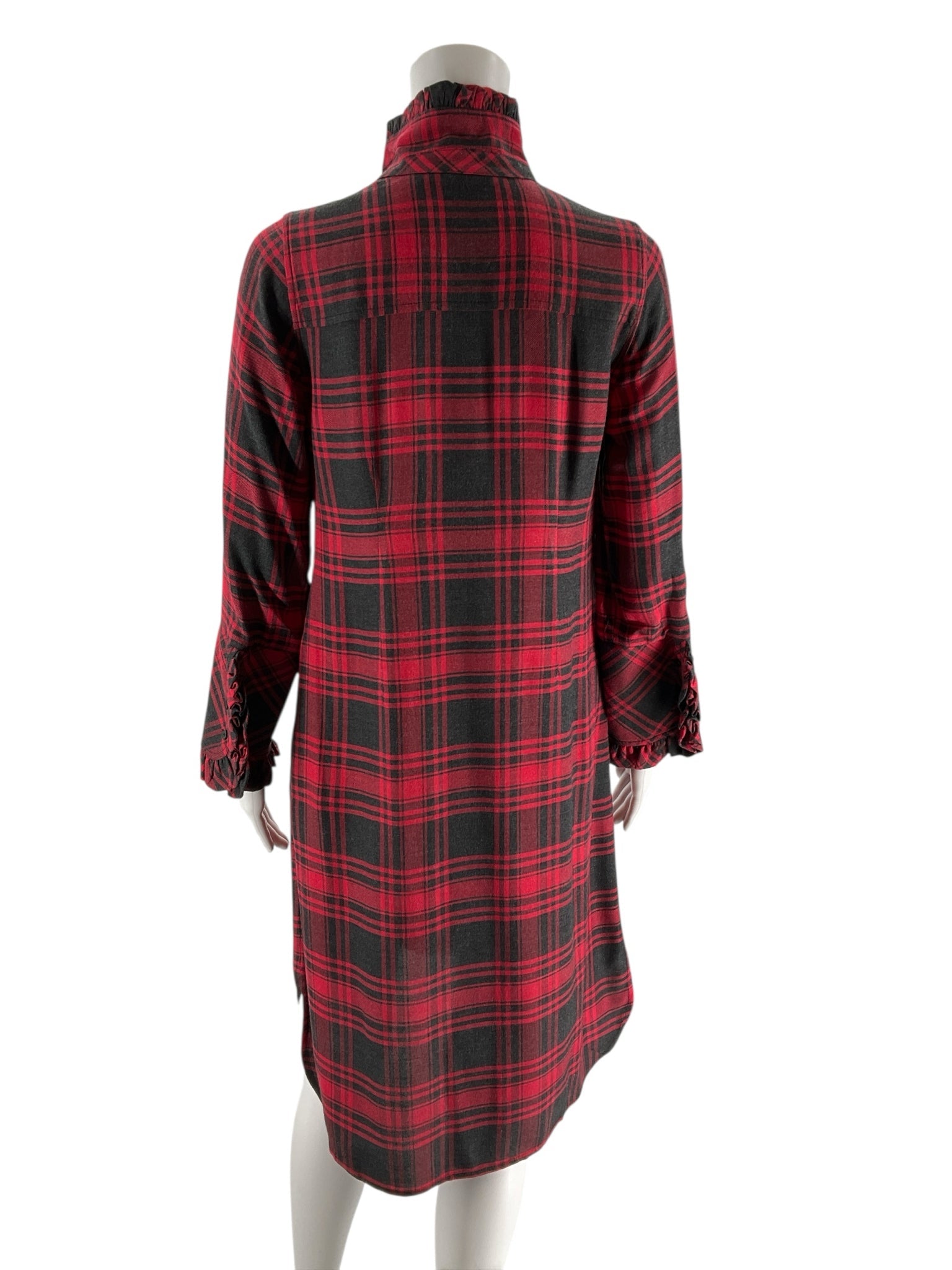 Soft Surroundings Size Red/Black Plaid Pre-Owned Ladies Dress - XS Petite