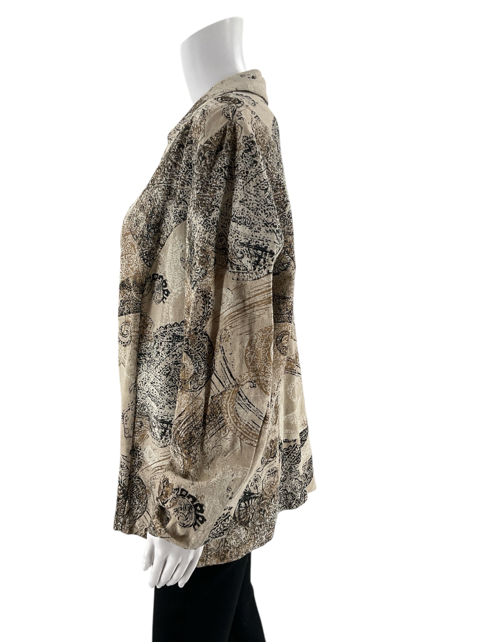 Coldwater Creek - Tan/black Print Pre-Owned Ladies Casual Top - Size M