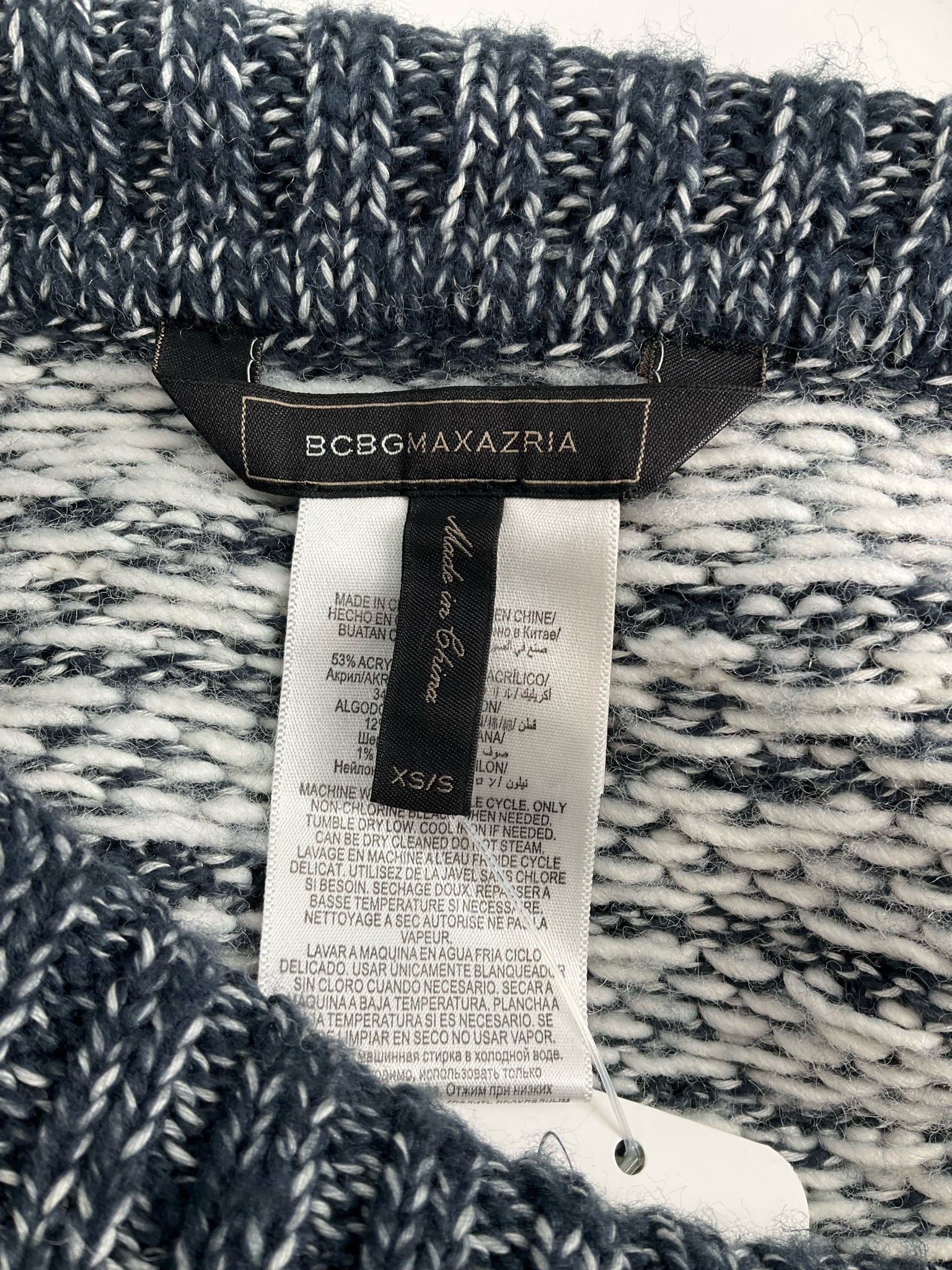 BCBG - Cream/Blue Speckled Pre-Owned Ladies Casual Top - Size XS/S