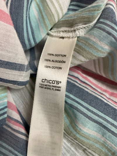 Chico's White/Blue/Pink Stripe Pre-Owned Ladies Top - Size XL