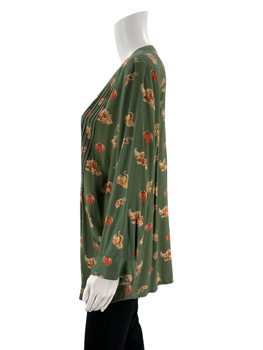 Coldwater Creek Green/Orange Pumpkins Pre-Owned Ladies Tops - Size 1X