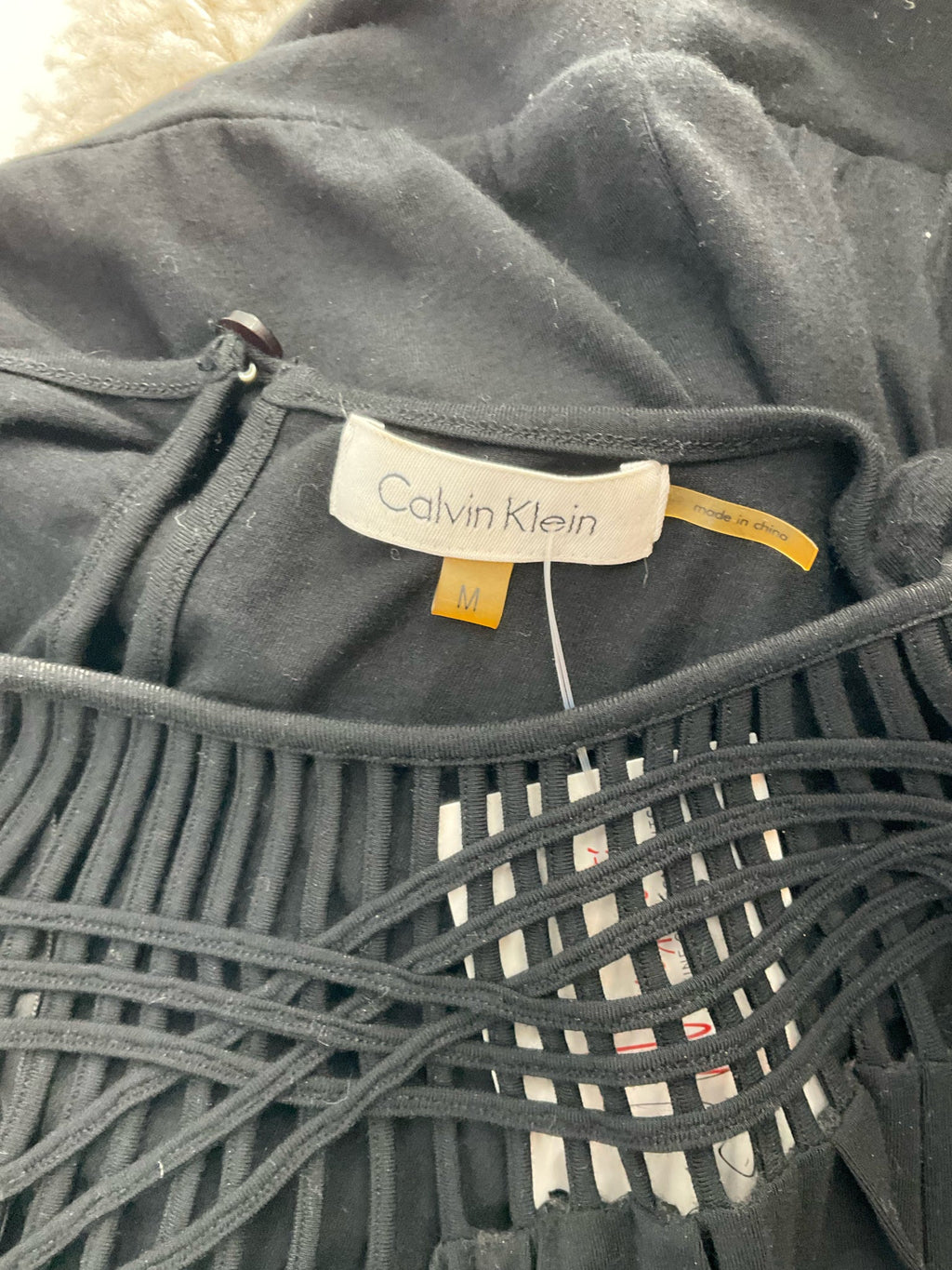 Calvin Klein - Black Solid Pre-Owned Ladies Casual Top - Size M