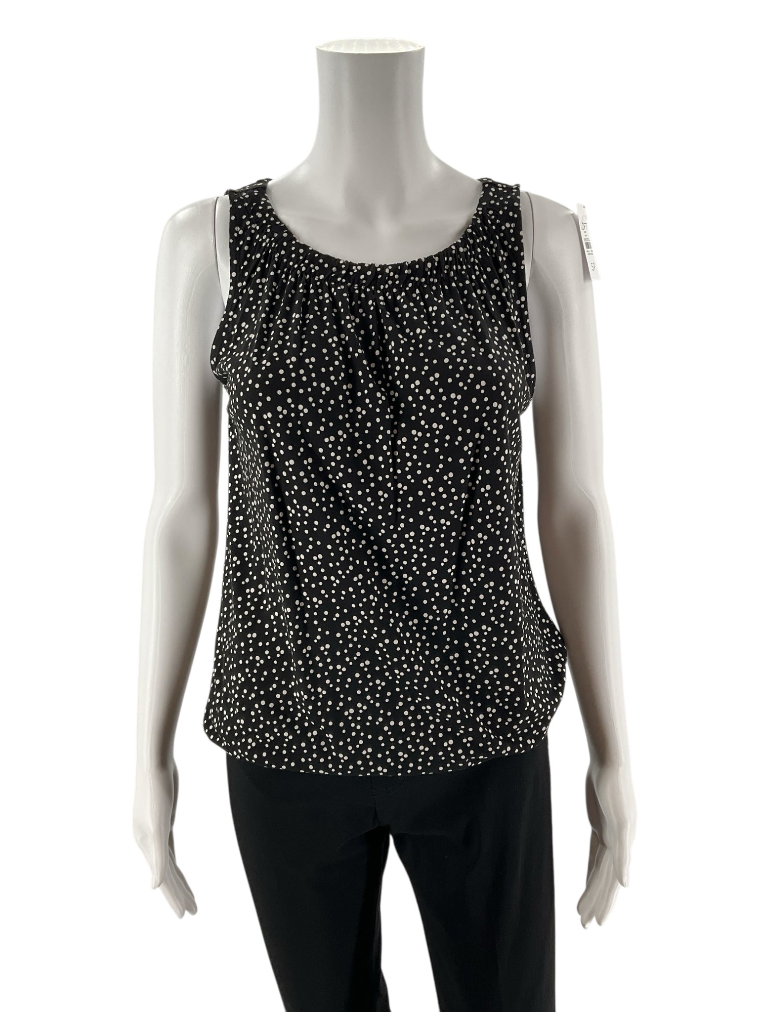 Loft Black/White Polka Dot Pre-Owned Ladies New with Tags Top - Size Small Petite
