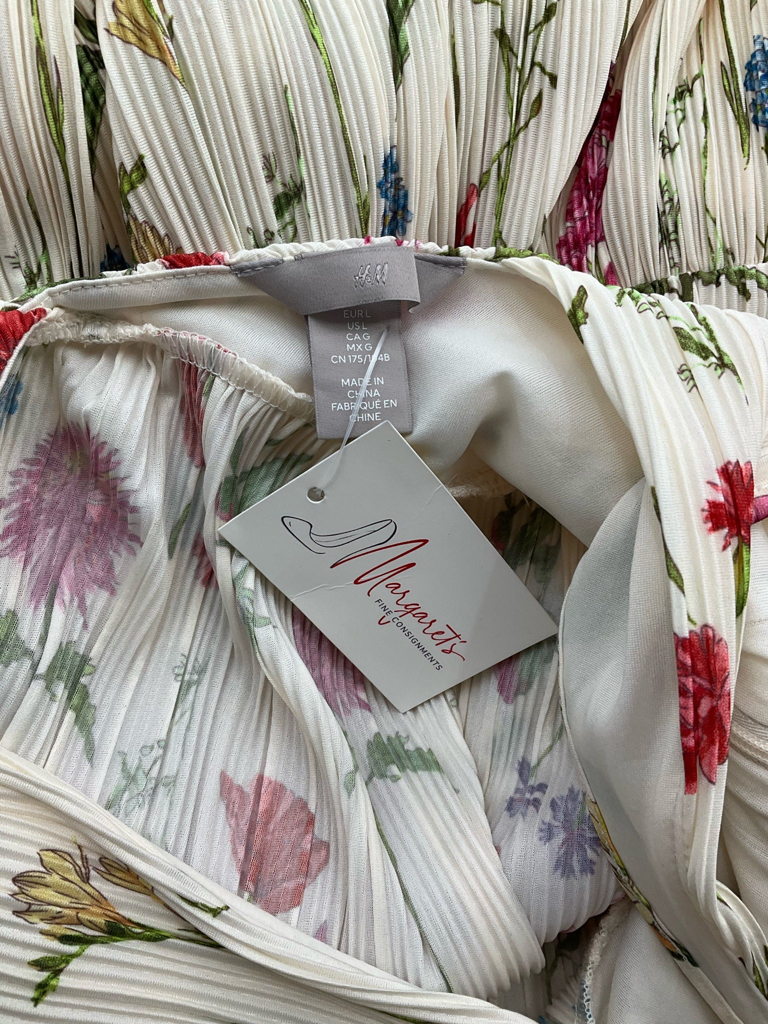 H&M Cream/Multi Floral Pre-Owned Ladies Dress - Size Large