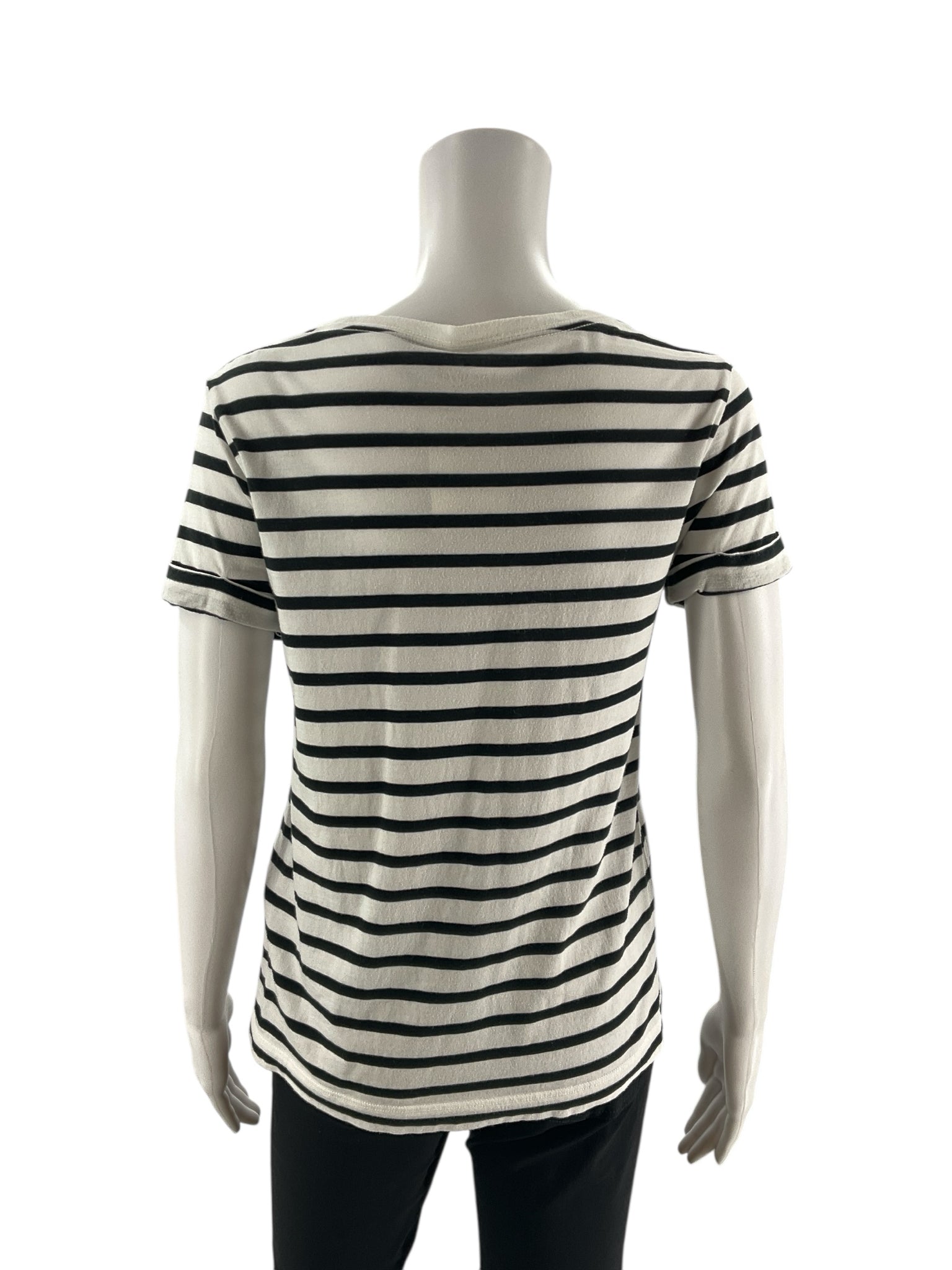 Kate Spade white and multi floral stripe short sleeve pullover top for women, size small, featuring a casual graphic design.
