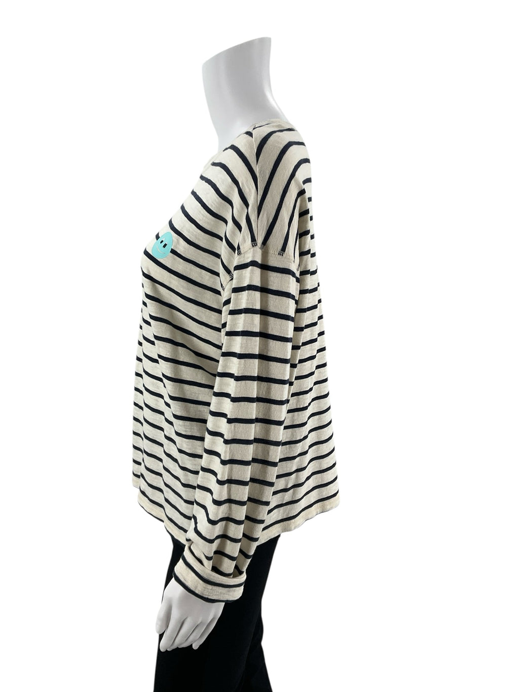 Marine Layer Cream/Navy Stripe Pre-Owned Ladies Top -  Size Large