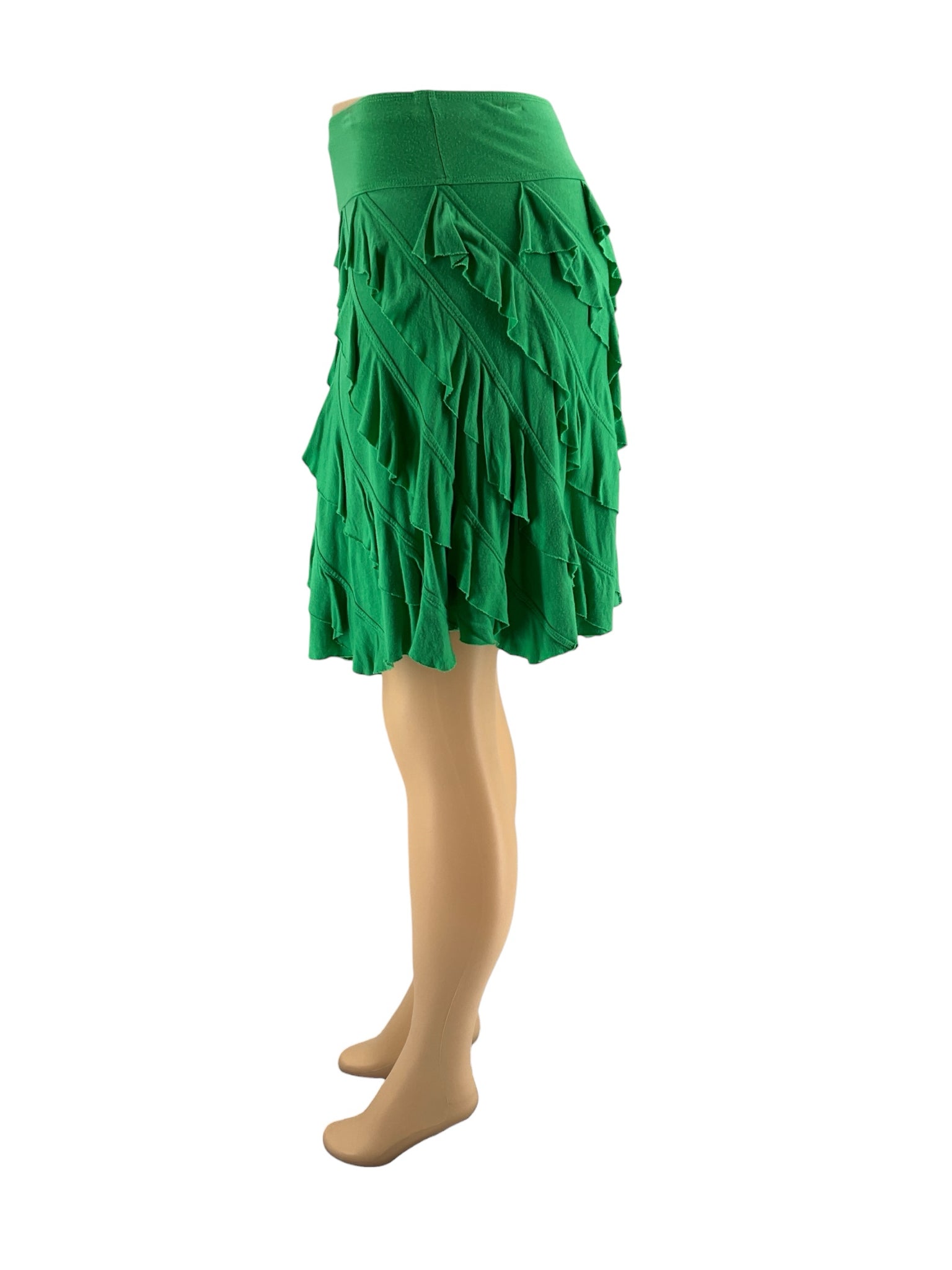 INC - Green Ruffle Pre-Owned Ladies Skirt - Size Small