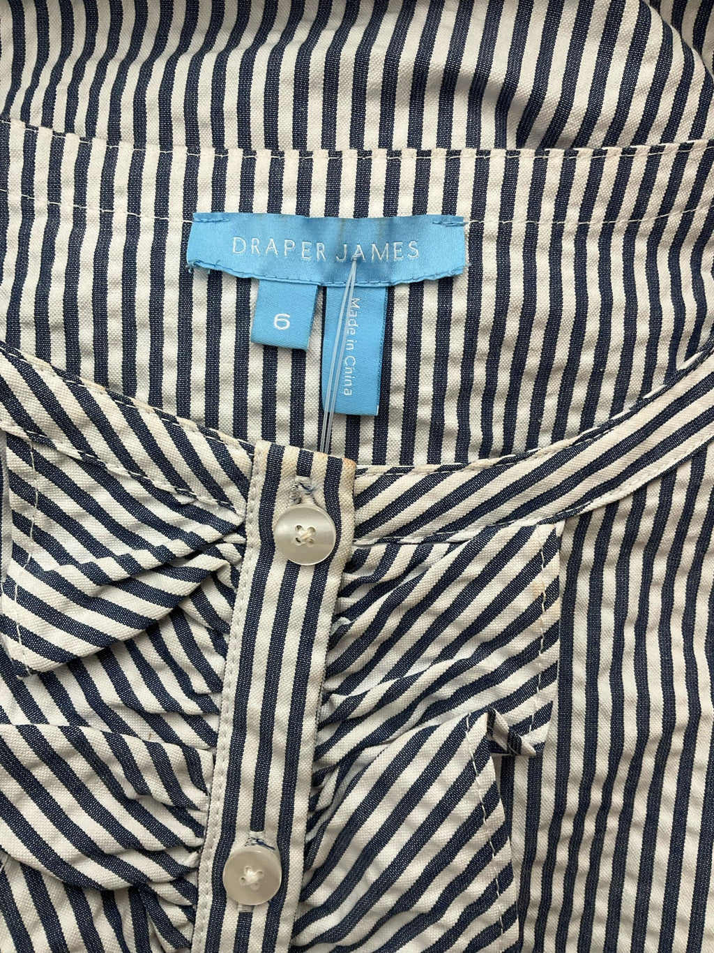 Draper James White/Blue Stripe Pre-Owned Ladies Dress - Size 6