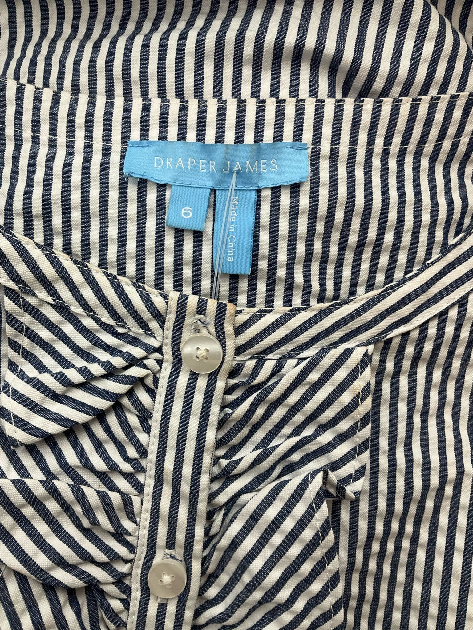 Draper James White/Blue Stripe Pre-Owned Ladies Dress - Size 6