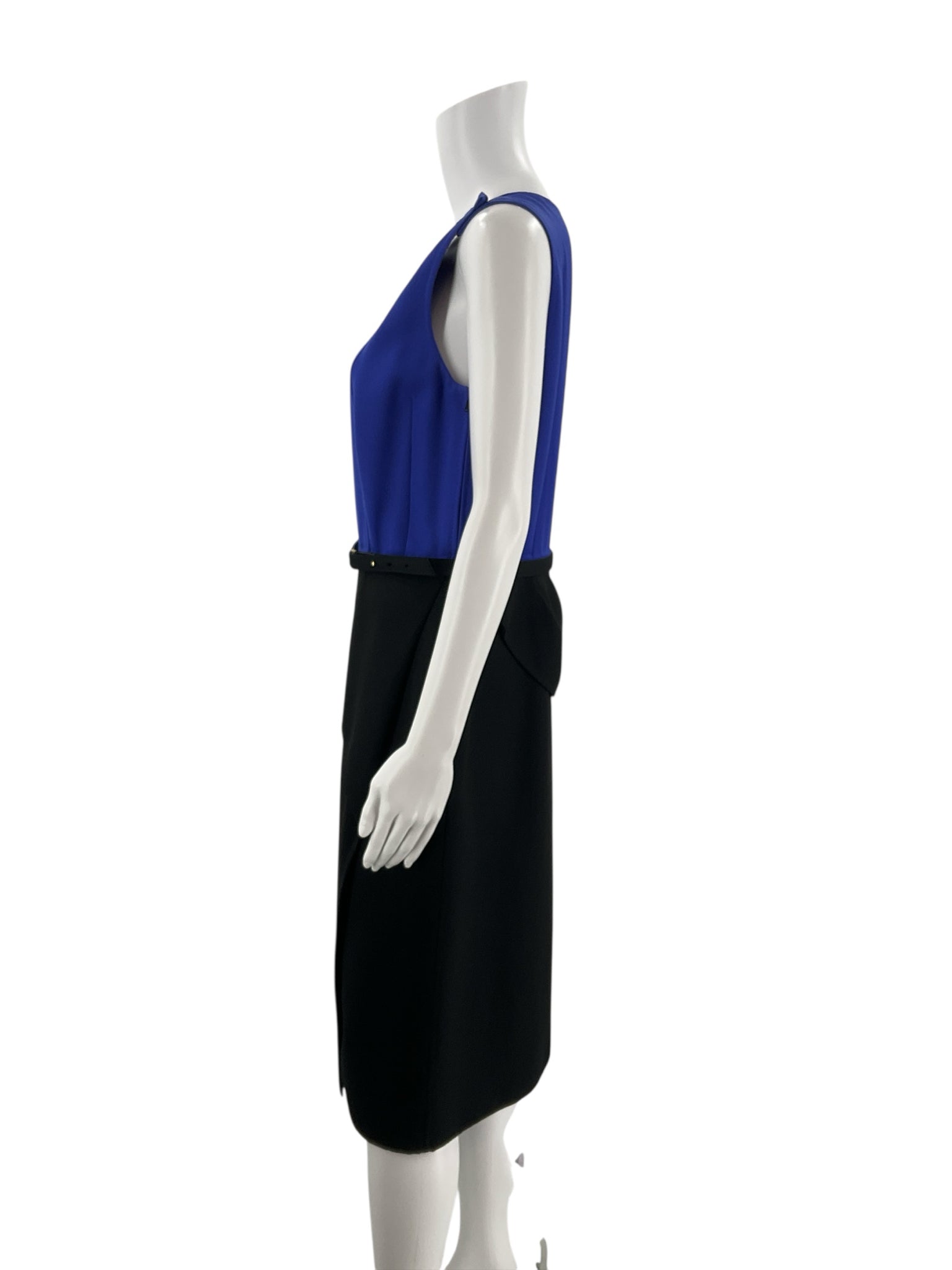 Carolina Herrera Blue/Black Color Block Pre-Owned Ladies Dress - Size 10