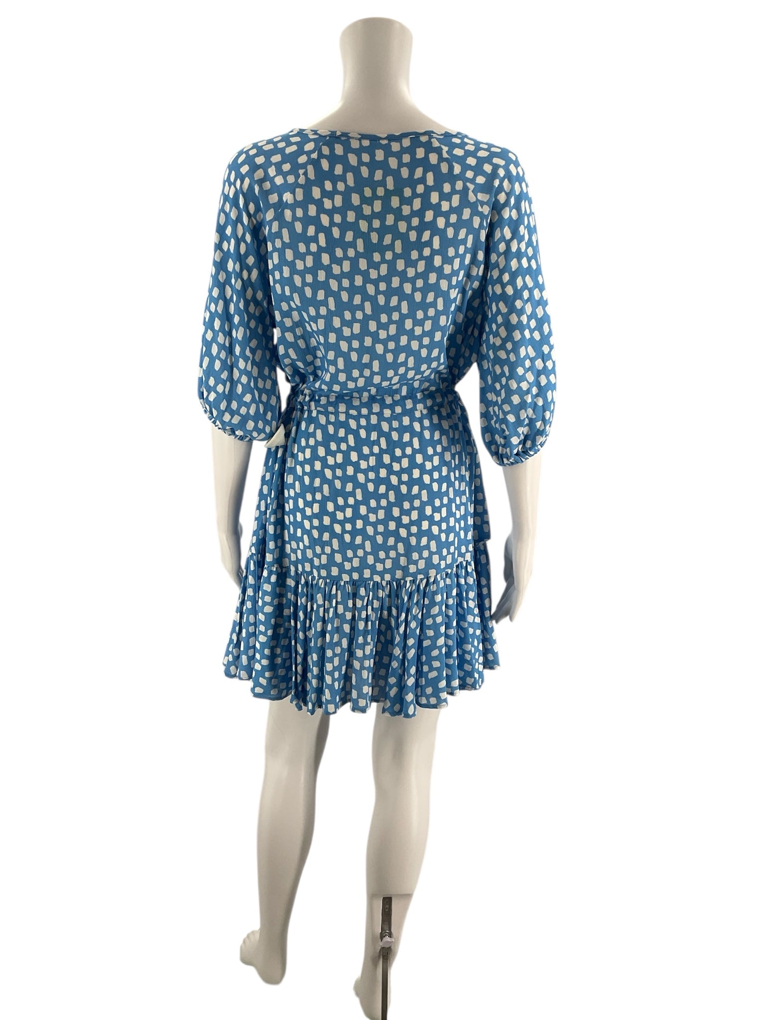 Fresha Light Blue/White Print Pre-Owned Ladies Dress - Size Small