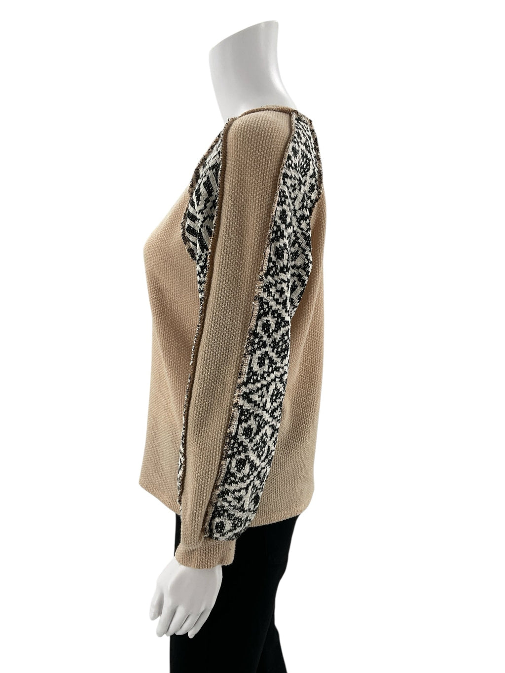 Sugarfox -  Tan/black Print Pre-Owned Ladies Casual Top - Size S