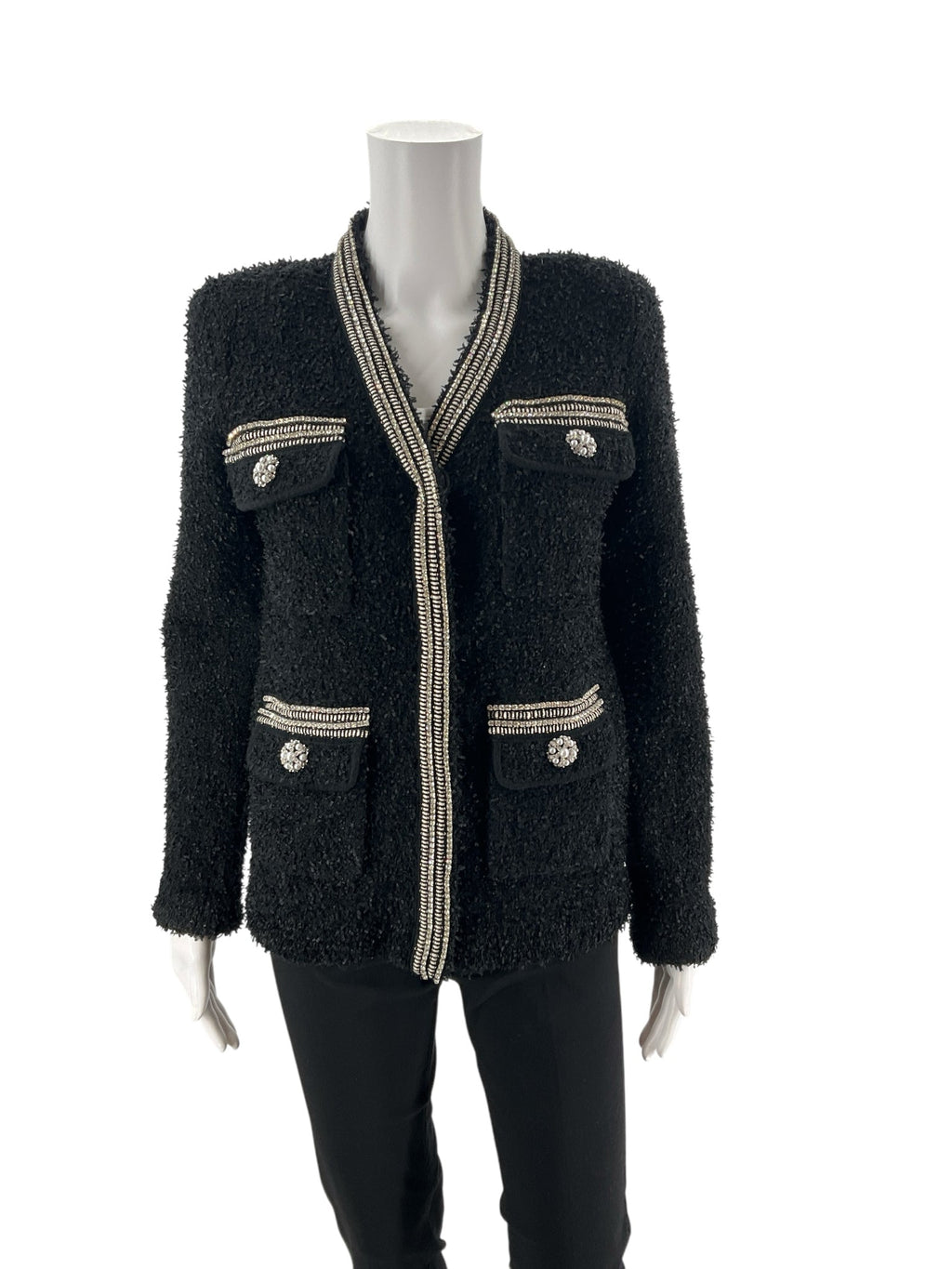 Self Portrait Black Rhinestones Pre-Owned Ladies Jaket - Size Small