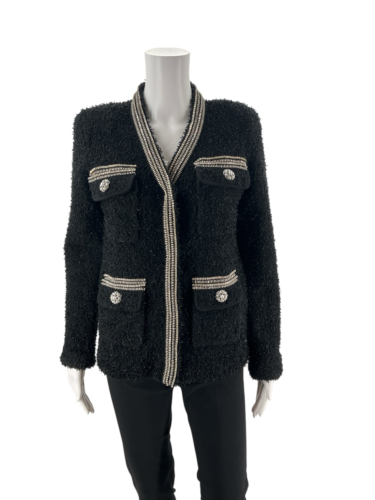 Self Portrait Black Rhinestones Pre-Owned Ladies Jaket - Size Small