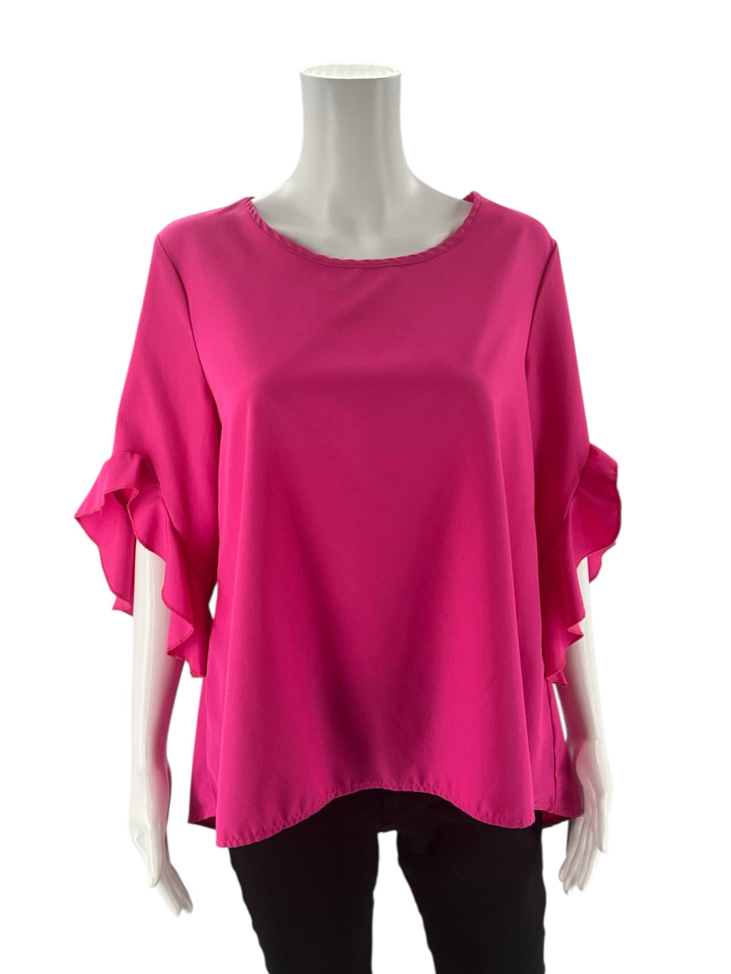 Shein - Pink Solid Pre-Owned Ladies Casual Top - Size Large