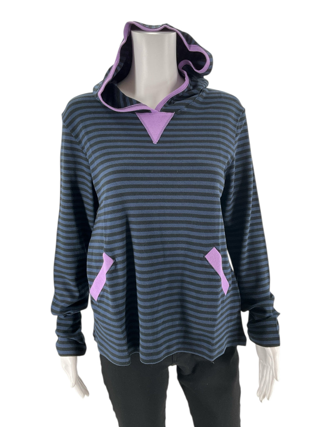 Bordado - Navy/Purple Stripe Pre-Owned Ladies Casual Top - Size Small