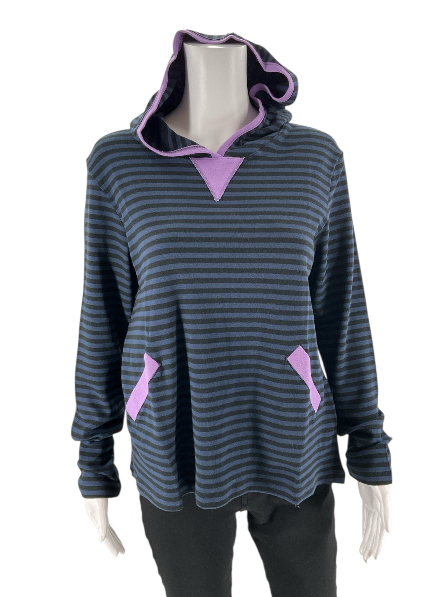 Bordado - Navy/Purple Stripe Pre-Owned Ladies Casual Top - Size Small