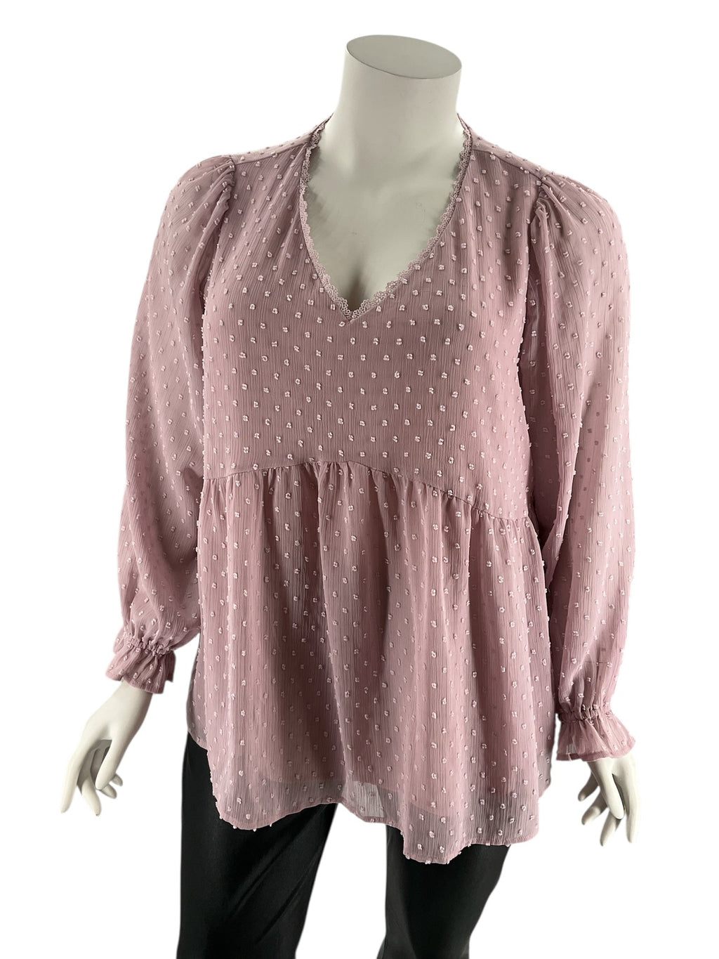 Andree Light Purple Textured Pre-Owned Ladies Casual Top -  Size 2X