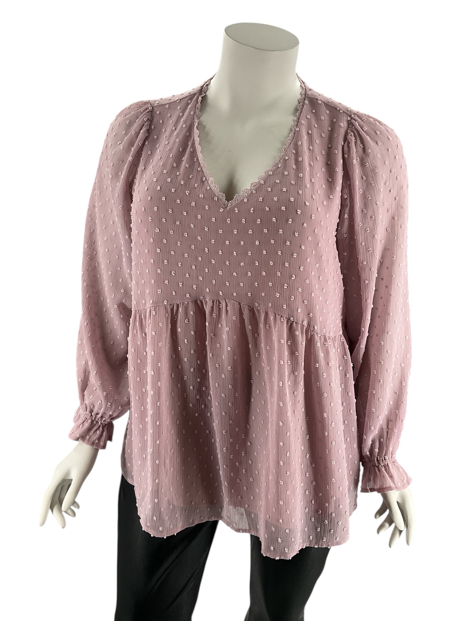 Andree Light Purple Textured Pre-Owned Ladies Casual Top -  Size 2X