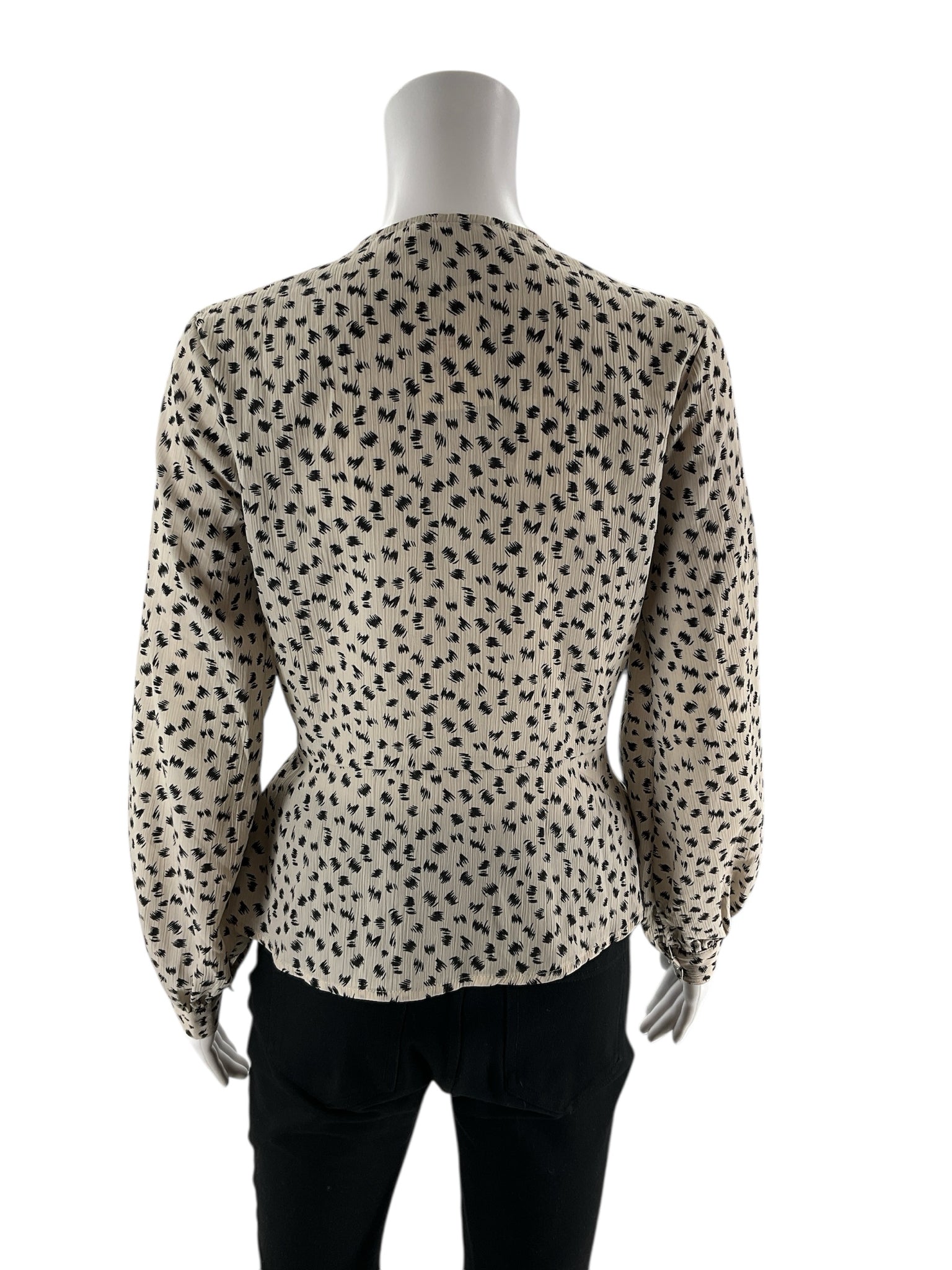All in Favor - Tan/black Print Pre-Owned Ladies Casual Top - Size Small