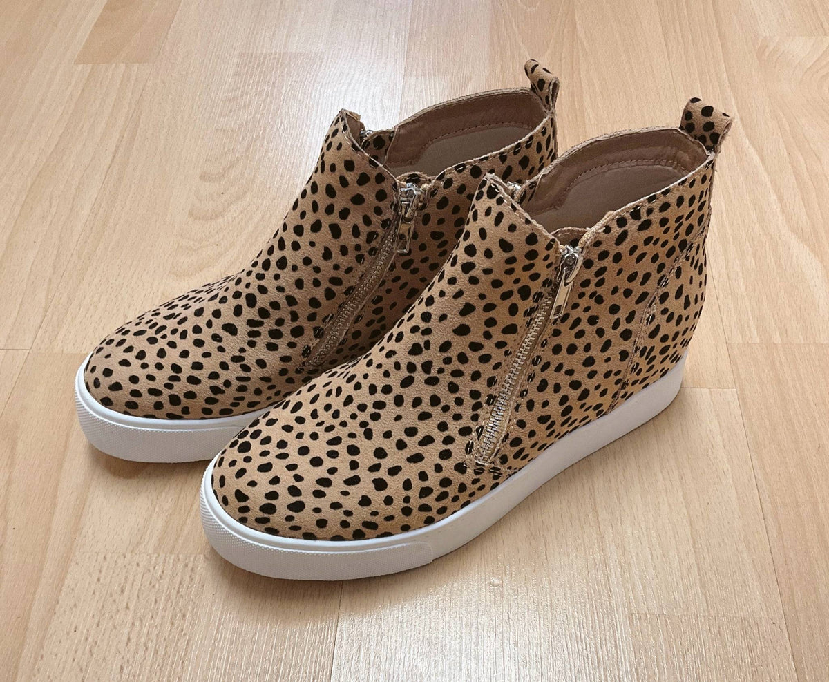 Soda Tan/Black Animal Print Pre-Owned Ladies Sneakers - Size 7.5 - Margaret’s Fine Consignment