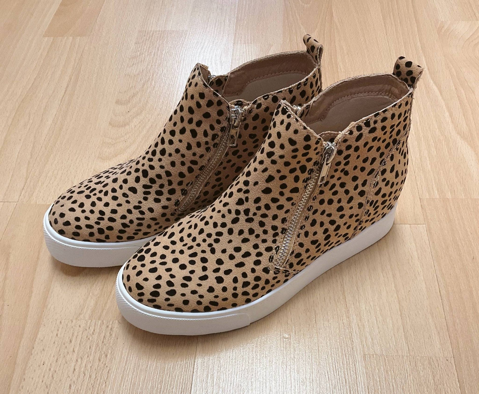 Soda Tan/Black Animal Print Pre-Owned Ladies Sneakers - Size 7.5 - Margaret’s Fine Consignment