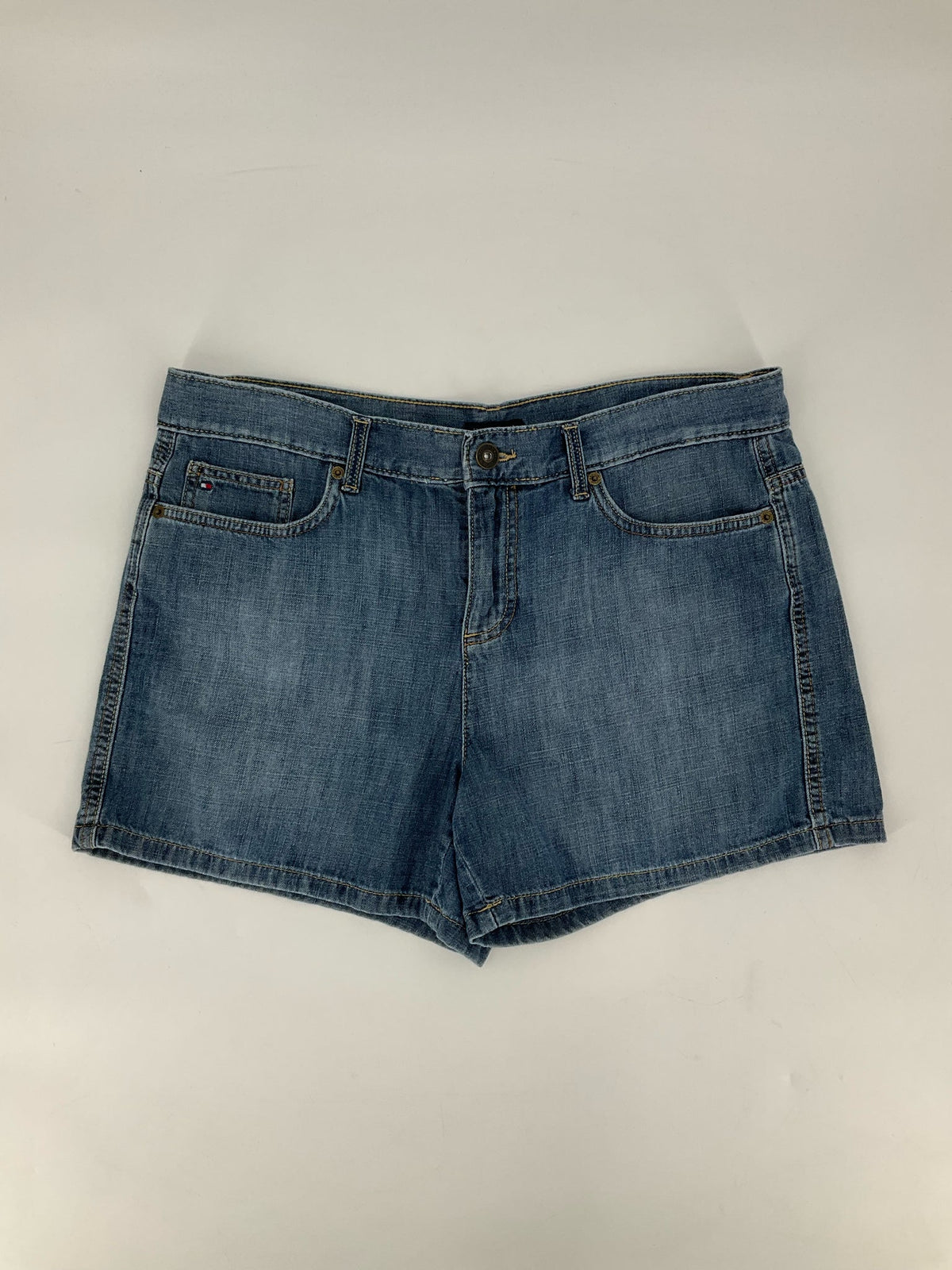 Tommy Hilfiger Blue Solid Pre-Owned Ladies Shorts - Size 12