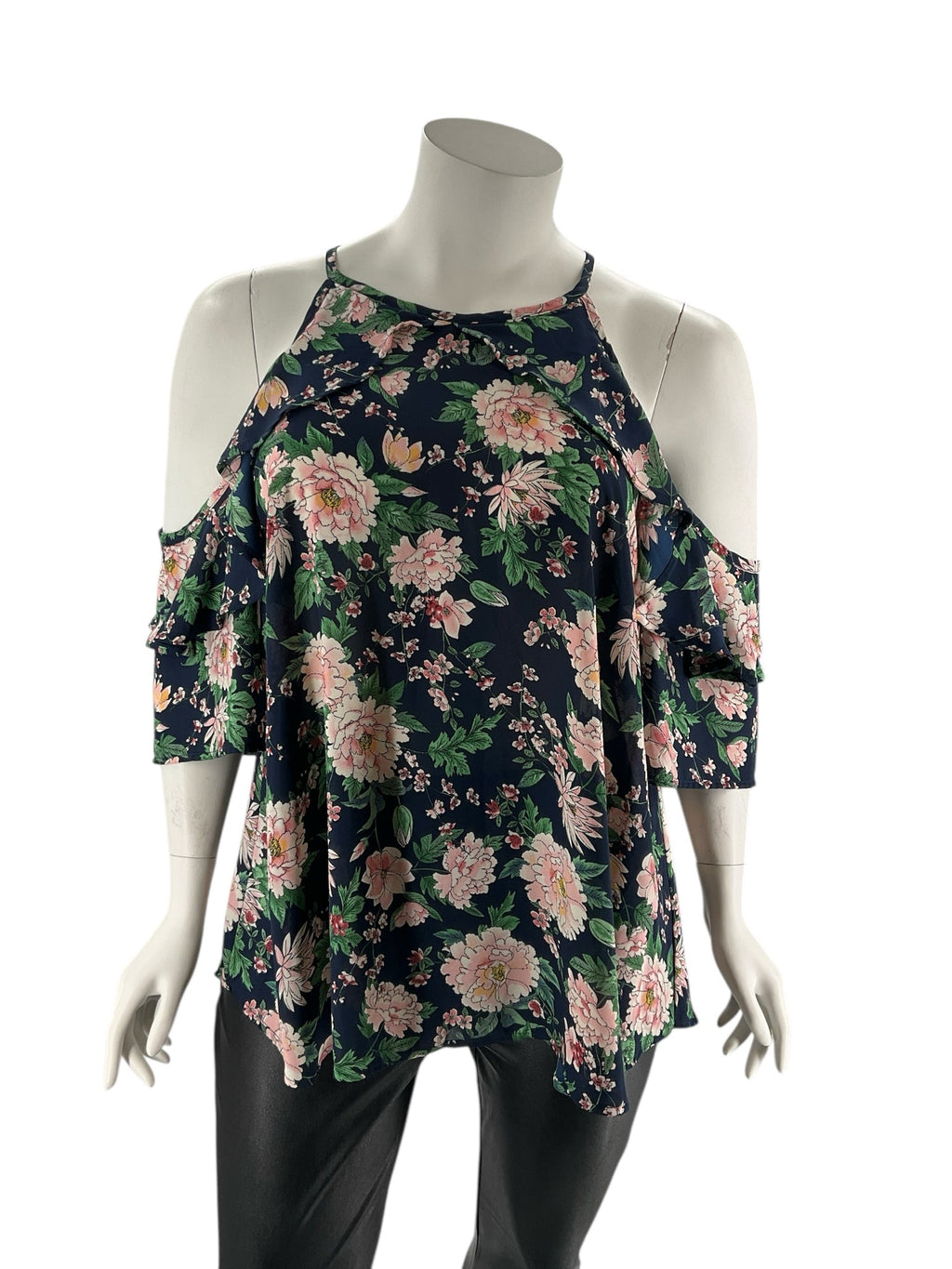 Janette Plus Blue/Multi Floral Pre-Owned Ladies Blouse -  Size 3X