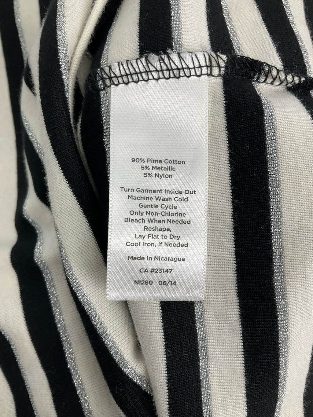 Talbots Black/Silver/Ecru Stripe Pre-Owned Ladies Top - Size 2X