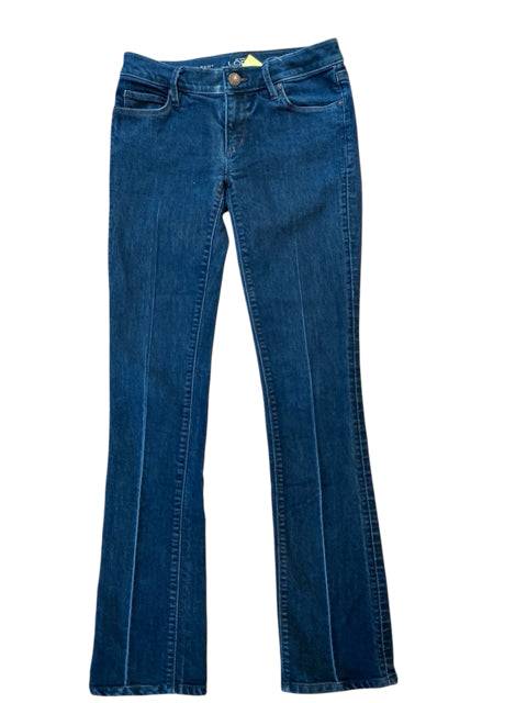Loft Jeans Size 0 - Blue Solid modern bootcut jeans laid flat, showcasing classic design and gently used condition.