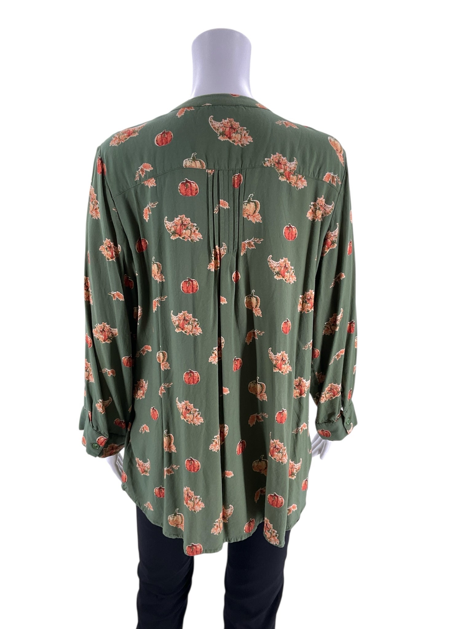 Coldwater Creek Green/Orange Pumpkins Pre-Owned Ladies Tops - Size 1X