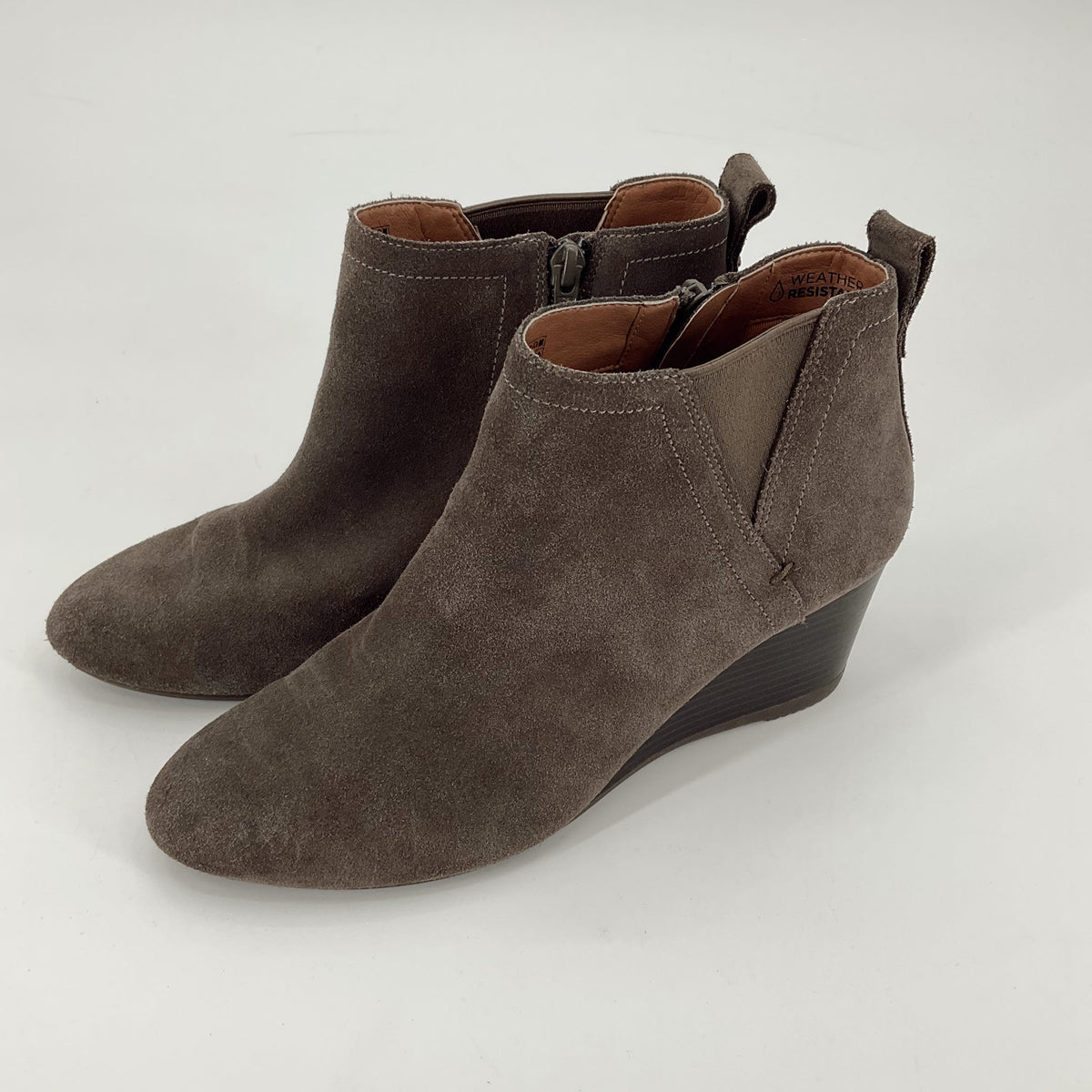 Vionic Taupe Suede Pre-Owned Ladies Booties - Size 8.5 - Margaret’s Fine Consignment