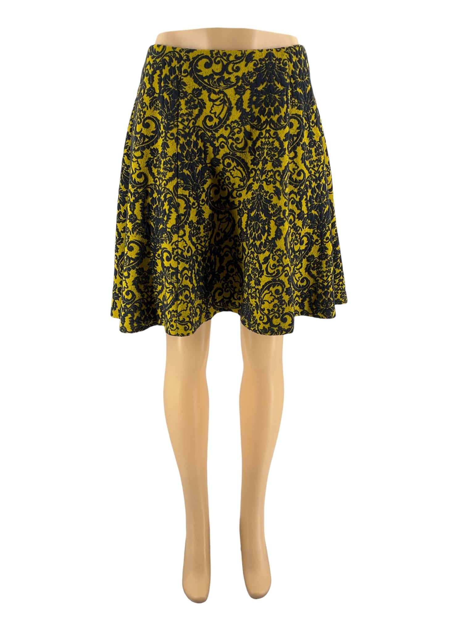 Maeve - Yellow/gray Paisley Pre-Owned Ladies Skirt - Size Medium