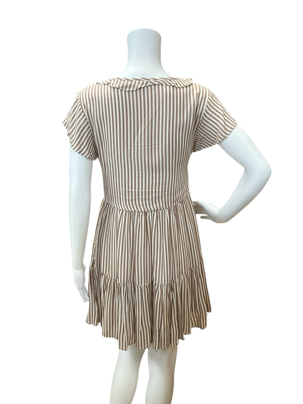 Altered State Taupe/White Stripe Pre-Owned Ladies Dress – Size XS - Margaret’s Fine Consignment