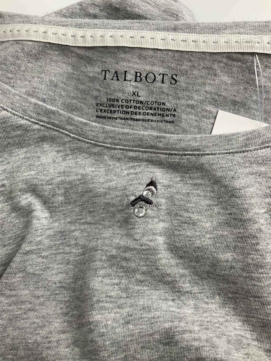 Talbots - Gray Rhinestones Pre-Owned Ladies Casual Top - Size XL