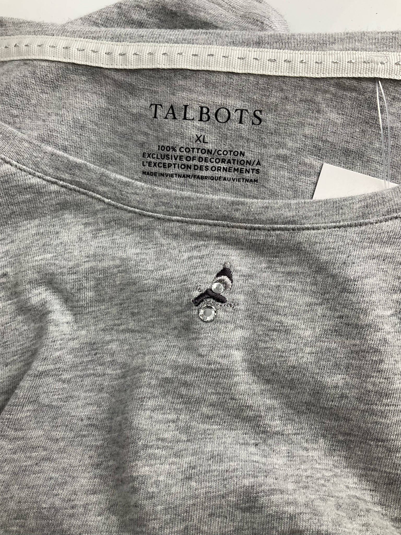 Talbots - Gray Rhinestones Pre-Owned Ladies Casual Top - Size XL