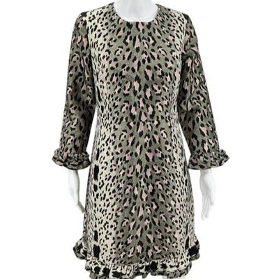 Julie Brown Pink/Gold/Black Animal Print Pre-Owned Ladies New with Tags Dress - Size 4