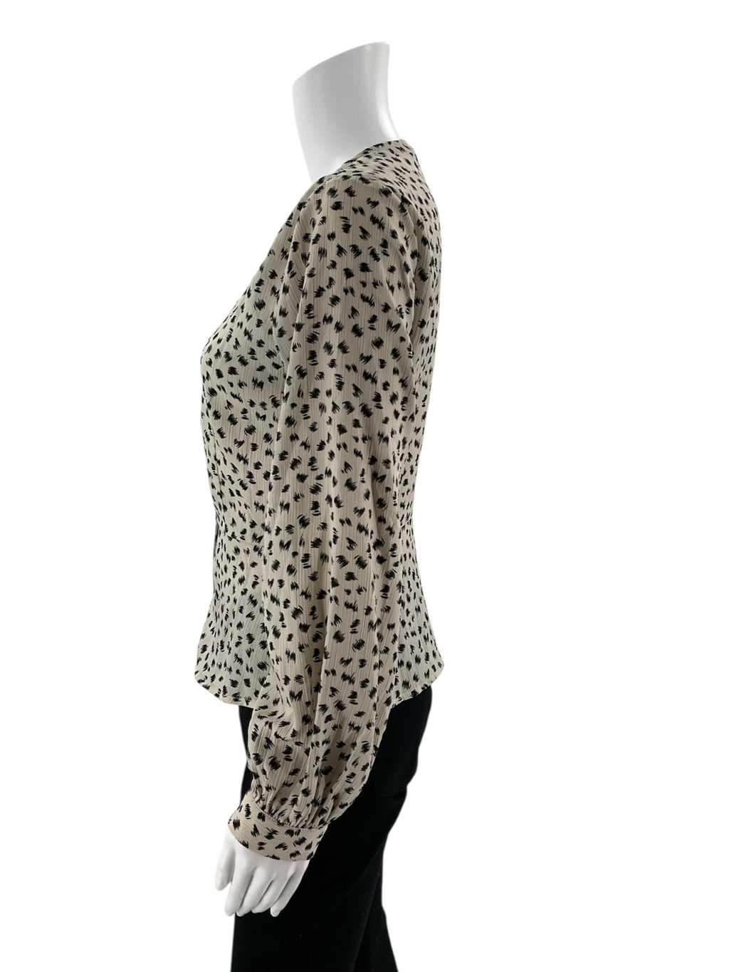 All in Favor - Tan/black Print Pre-Owned Ladies Casual Top - Size Small