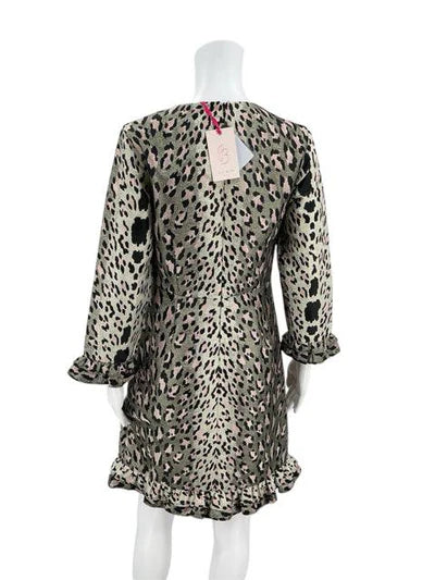 Julie Brown Pink/Gold/Black Animal Print Pre-Owned Ladies New with Tags Dress - Size 4