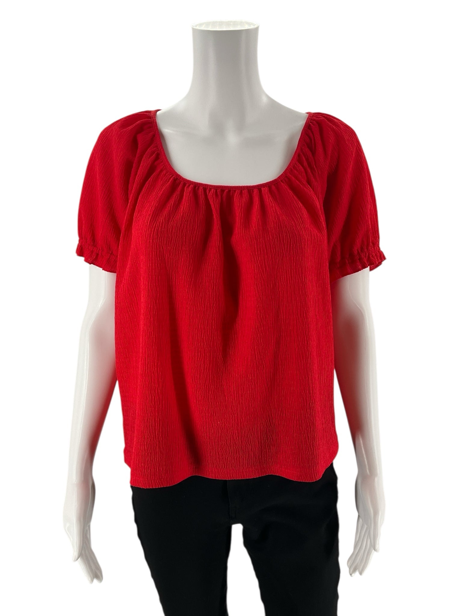 Madewell - Red Textured Pre-Owned Ladies Casual Top - Size Medium