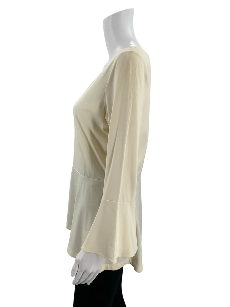 Issac Mizrahi Cream Solid Pre-Owned Ladies Top - Size Small