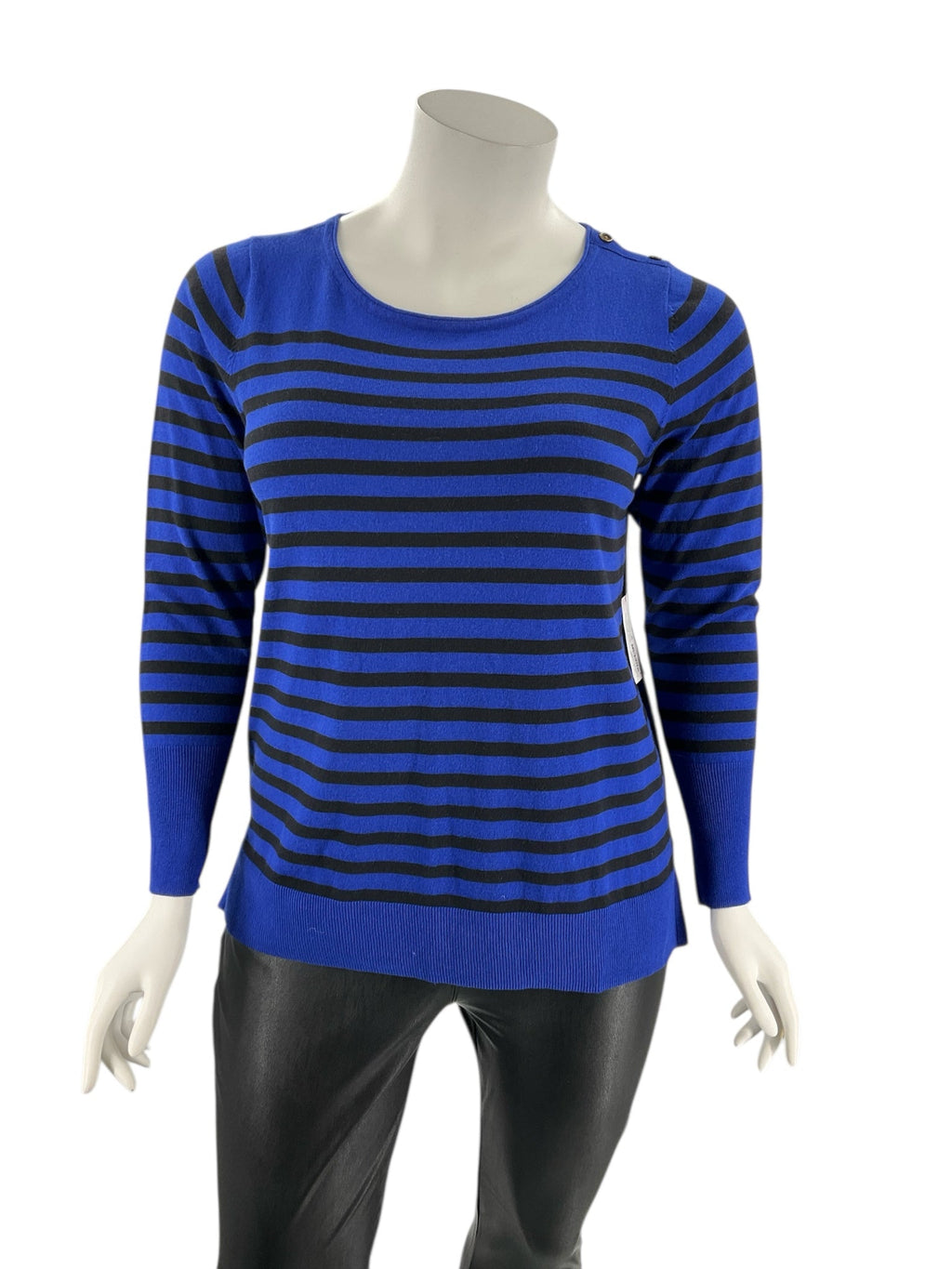 Ana Blue/Black Stripe Pre-Owned Ladies Casual Top -  Size 1X